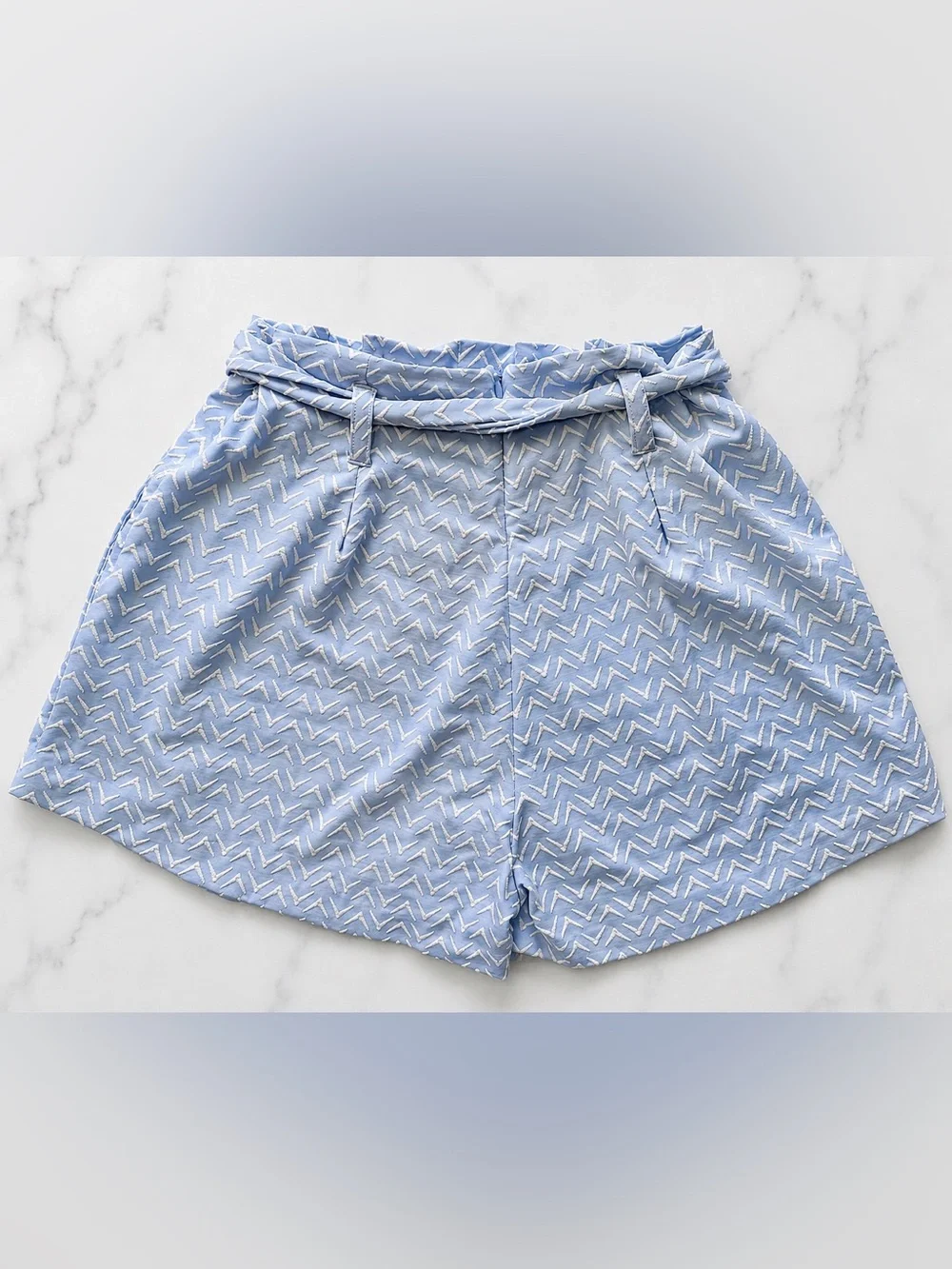 Revel Rey Blue Tie Front Crop Top High Waist Shorts Resort Set S NWOT